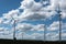 Rotating wind mills in a rural landscape