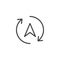 Rotation arrows and navigation cursor outline icon