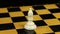 Rotation. Chess figure white bishop on chess board. Close-up