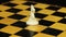 Rotation. Chess figure white horse on chess board. Close-up