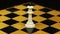 Rotation. Chess figure white king on chess board. Close-up