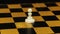 Rotation. Chess figure white pawn on chess board. Close-up