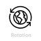 Rotation globe planet. Editable line vector. Simple isolated single sign.