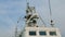 Rotation of radar on upper deck of warship