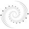 Rotation, revolve, torsion concept circular arrow illustration. radial, radiating spiral, whirl, twirl of pointers design.