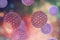 Rotaviruses on colorful background