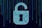 Rotection symbol of lock with a keyhole on a binary code background