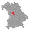 Roth county red highlighted in map of Bavaria Germany