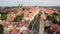 Rothenburg ob der Tauber Bavaria Germany reverse drone aerial view.old city tour