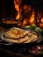 Roti or chapatti cooking in a non-stick frying pan in the kitchen