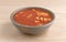 Rotini tomato soup in a bowl on table