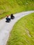 Rotorua Luge. Two people in the small sled and race down to the bottom.