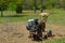 Rototiller in the garden