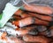 Rotten carrots in plastic wrapping