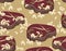 Rotten meat and worms pattern seamless. Meat and maggot background. vector texture