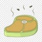 Rotten piece of meat icon, cartoon style