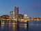 Rotterdam - 13 February 2019: Rotterdam, The Netherlands downtown skyline, several modern tall buildings on the