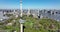 Rotterdam, 18th of april 2022, The Netherlands. Euromast high panorama observation tower cityscape and Erasmus brug