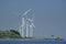 Rotterdam, The Netherlands - the entrance of Rotterdam harbor seen from the narrow beach on the Nieuwe Waterweg lined with