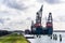 ROTTERDAM  NETHERLANDS - JANUARY 22  2021: Heerema Marine Contractors\\\' semi-submersible crane vessel Sleipnir is waiting for