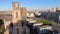 Rotterdam, Netherlands - March 2020: Aerial Flyby view of Rotterdam, City Center with Unusual Modern Buildings bird eye