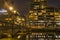 Rotterdam offices, bridge and apartments at night