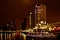 Rotterdam river canal in the night, Holland Netherlands