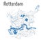 Rotterdam vector map with river and main roads