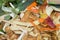 Rotting kitchen fruits and vegetable waste for compost