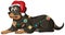 Rottweiler dog wearing Christmas hat cartoon character