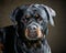 Rottweiler Face On in Studio with Brown Backdrop