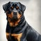 rottweiler head portrait realistic style on a white background