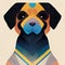 Rottweiler portrait flat illustration. Stylized dog minimalistic illustration. Closeup full face portrait. AI-generated