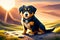 Rottweiler puppy dog portrait ai generated.