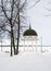 Rotunda on Onego lake in winter