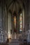 Rouen, Normandy, May 4th 2013 - a cloister in  Notre Dame de Rouen Cathedral with stunning stained glass