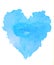 Rough blue heart shape water color illustration on white background