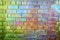 Rough brick wall iridescent colors of rainbow