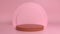 Rough brown podium, pedestal on a pink background. Blank showcase mockup with empty round stage. Abstract geometry background.