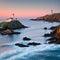 Rough coastline with lighthouse