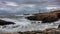 Rough coastline ocean with lighthouse time lapse