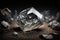 Rough diamond cut in a coal mine. AI