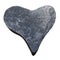 Rough figure of a heart made of gray pebble stone isolated on the white background closeup