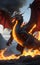 rough giant dragon with his fire flairs ai generated