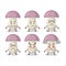 Rough mushroom cartoon character with various angry expressions