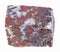 rough red brecciated jasper stone on white