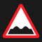Rough road sign flat icon