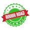 ROUGH ROAD text on red green ribbon stamp