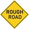 Rough road warning sign on white background. flat style.