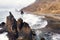Rough rocky cliffs in the North of Tenerife. Beautiful Benijo beach in the Canary Islands. Rocks, volcanic rocks, Atlantic ocean